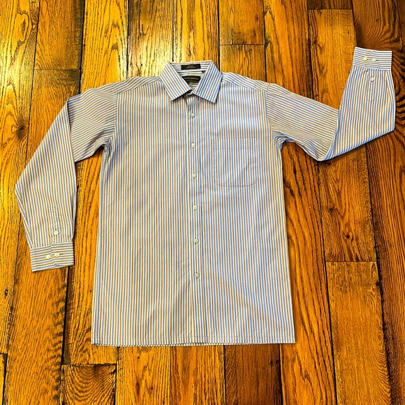 JOSEPH ABBOUD COTTON BOYS SIZE 16 STRIPED BUTTON UP SHIRT WITH FRONT POCKET - Picture 2 of 7
